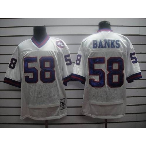 Mitchell and Ness Giants #58 Carl Banks White Stitched NFL Jersey