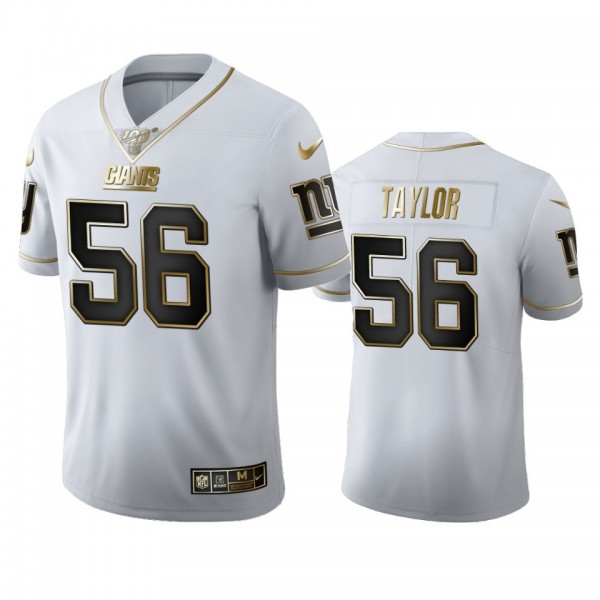 New York Giants #56 Lawrence Taylor Men's Nike White Golden Edition Vapor Limited NFL 100 Jersey