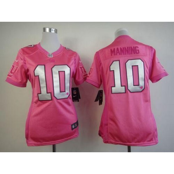 Women's Giants #10 Eli Manning Pink Be Luv'd Stitched NFL Elite Jersey