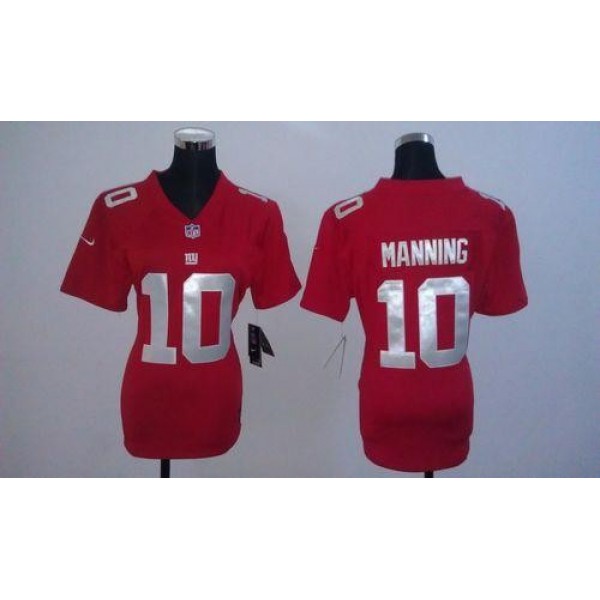 Women's Giants #10 Eli Manning Red Alternate Stitched NFL Elite Jersey
