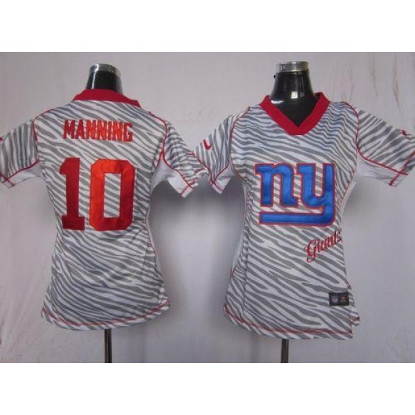 Women's Giants #10 Eli Manning Zebra Stitched NFL Elite Jersey