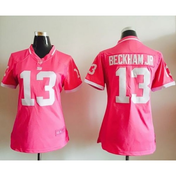 Women's Giants #13 Odell Beckham Jr Pink Stitched NFL Elite Bubble Gum Jersey
