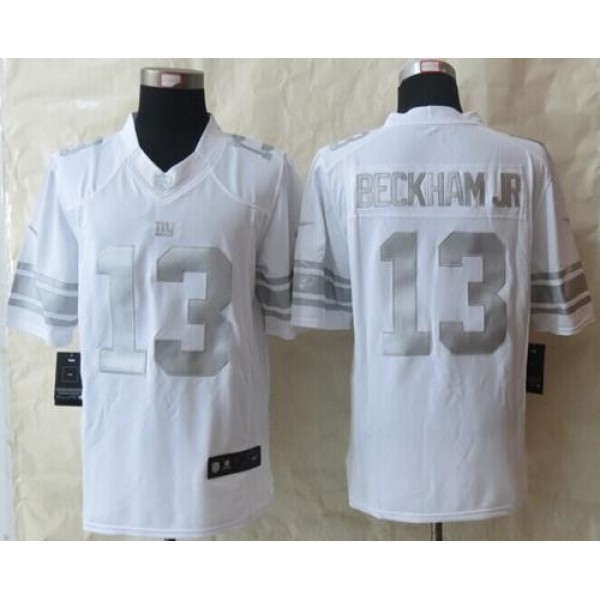 Nike Giants #13 Odell Beckham Jr White Men's Stitched NFL Limited Platinum Jersey