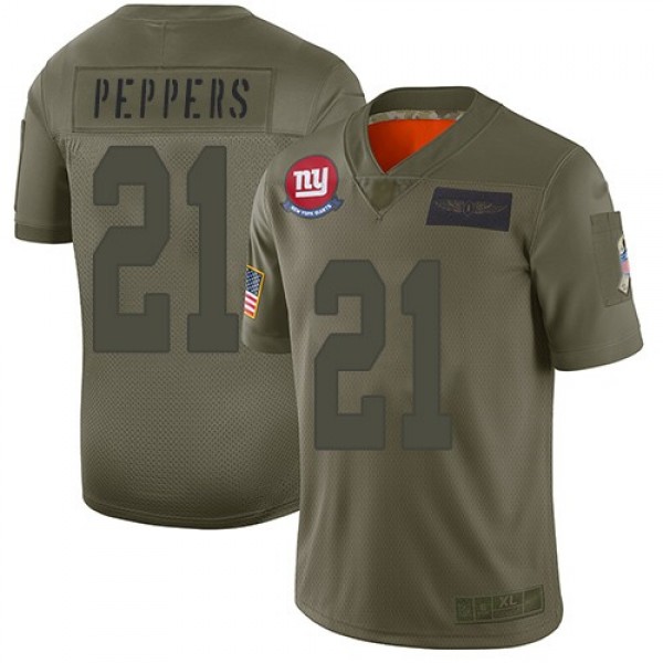 Nike Giants #21 Jabrill Peppers Camo Men's Stitched NFL Limited 2019 Salute To Service Jersey
