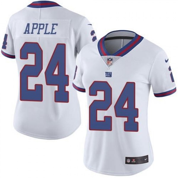 Women's Giants #24 Eli Apple White Stitched NFL Limited Rush Jersey