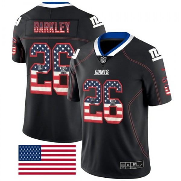 Nike Giants #26 Saquon Barkley Black Men's Stitched NFL Limited Rush USA Flag Jersey