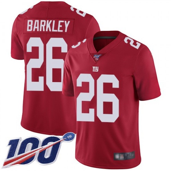 Nike Giants #26 Saquon Barkley Red Alternate Men's Stitched NFL 100th Season Vapor Limited Jersey