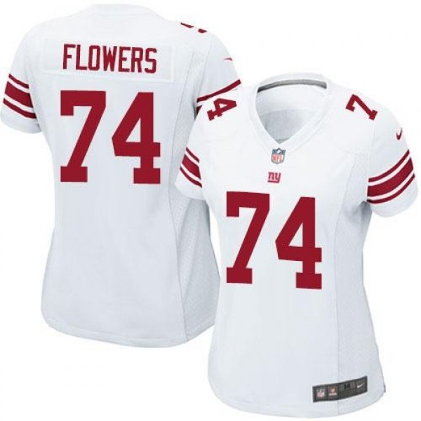 Women's Giants #74 Ereck Flowers White Stitched NFL Elite Jersey
