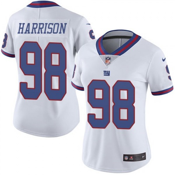 Women's Giants #98 Damon Harrison White Stitched NFL Limited Rush Jersey