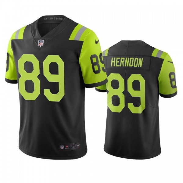 New York Jets #89 Chris Herndon Black Green Vapor Limited City Edition NFL Jersey