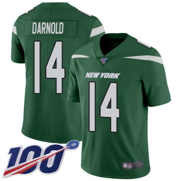 Nike Jets #14 Sam Darnold Green Team Color Men's Stitched NFL 100th Season Vapor Limited Jersey