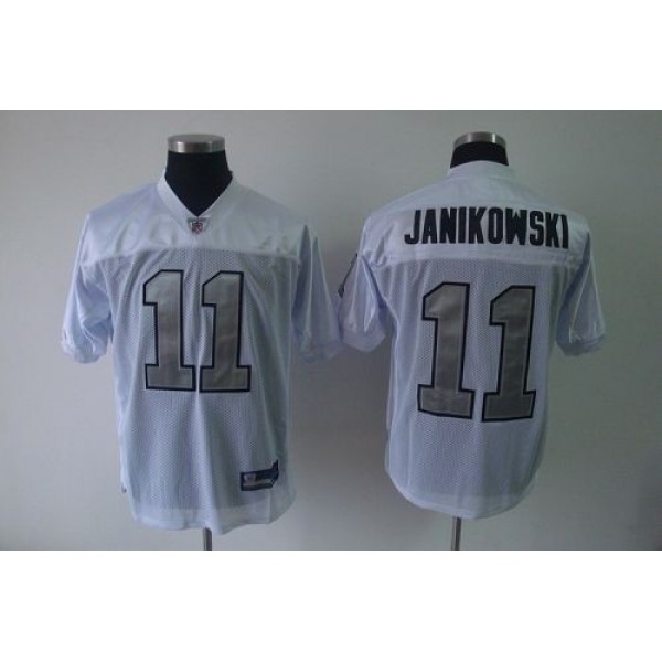 Raiders #11 Sebastian Janikowski White Silver Grey No. Stitched NFL Jersey