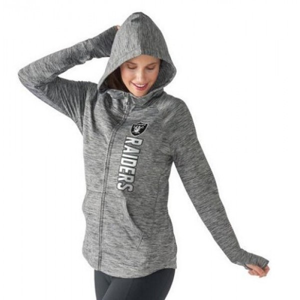 Women's NFL Oakland Raiders G-III 4Her by Carl Banks Recovery Full-Zip Hoodie Heathered Gray Jersey