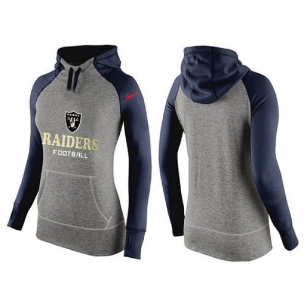 Women's Oakland Raiders Hoodie Grey Dark Blue Jersey