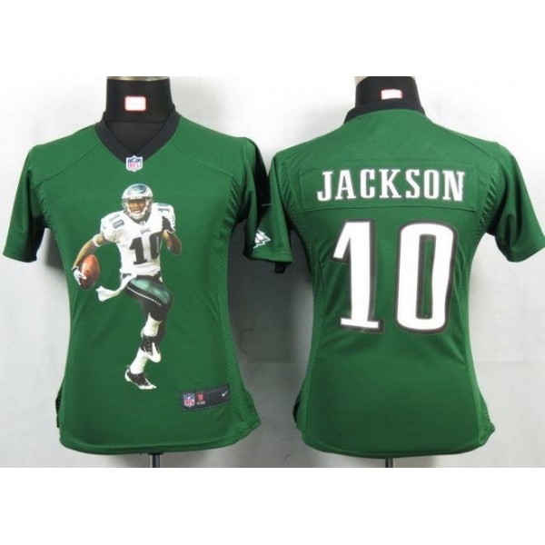 Women's Eagles #10 DeSean Jackson Midnight Green Team Color Portrait NFL Game Jersey