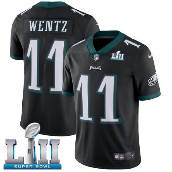 Nike Eagles #11 Carson Wentz Black Alternate Super Bowl LII Men's Stitched NFL Vapor Untouchable Limited Jersey