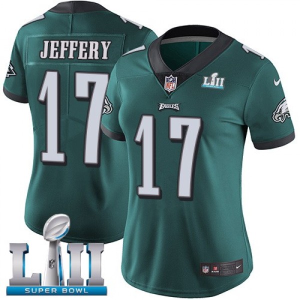 Women's Eagles #17 Alshon Jeffery Midnight Green Team Color Super Bowl LII Stitched NFL Vapor Untouchable Limited Jersey