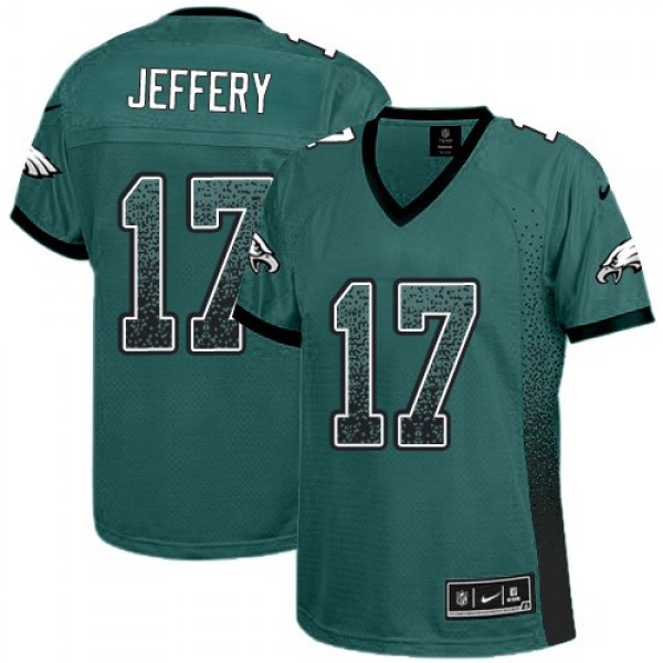 Women's Eagles #17 Alshon Jeffery Midnight Green Team Color Stitched NFL Elite Drift Jersey