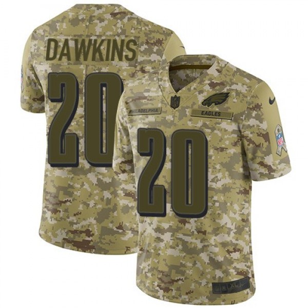 Nike Eagles #20 Brian Dawkins Camo Men's Stitched NFL Limited 2018 Salute To Service Jersey