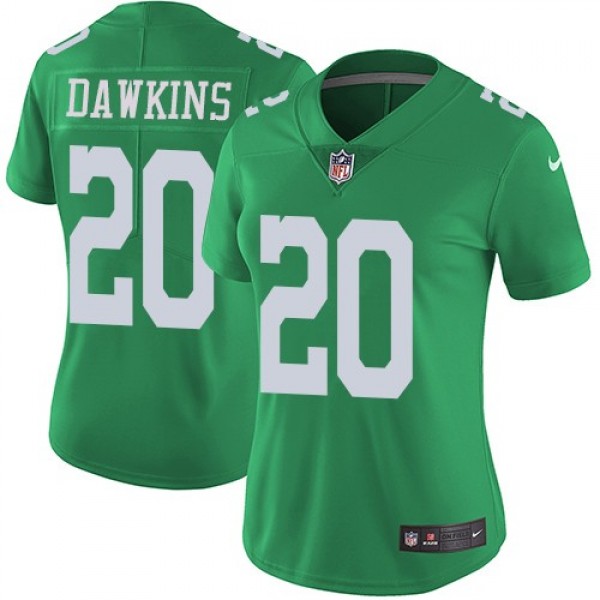 Women's Eagles #20 Brian Dawkins Green Stitched NFL Limited Rush Jersey