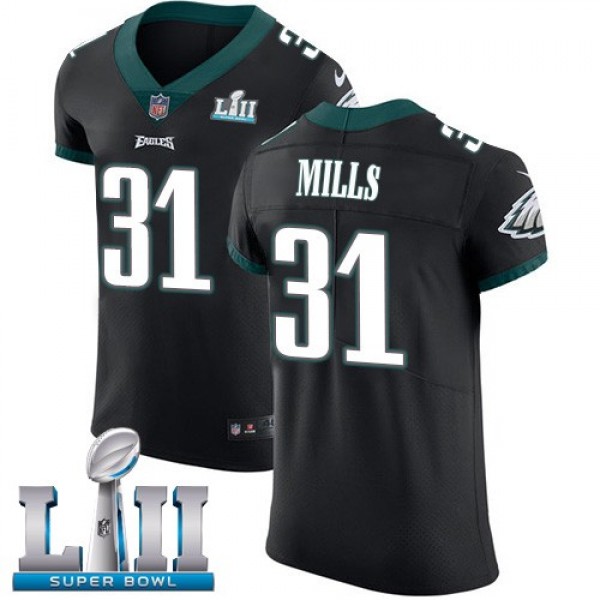 Nike Eagles #31 Jalen Mills Black Alternate Super Bowl LII Men's Stitched NFL Vapor Untouchable Elite Jersey