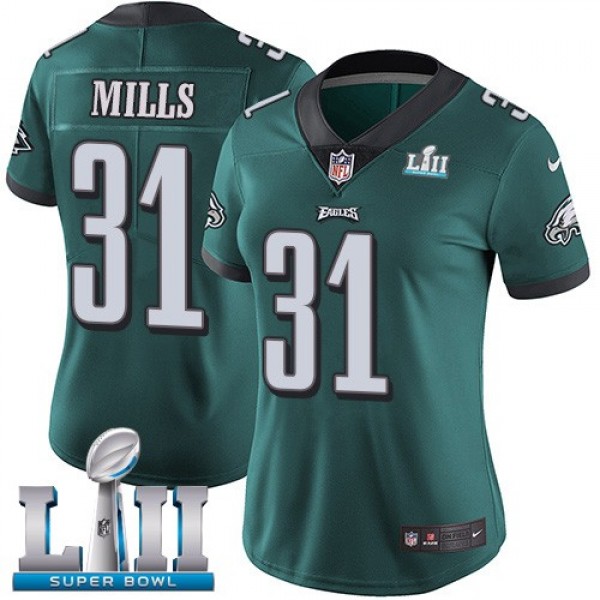 Women's Eagles #31 Jalen Mills Midnight Green Team Color Super Bowl LII Stitched NFL Vapor Untouchable Limited Jersey