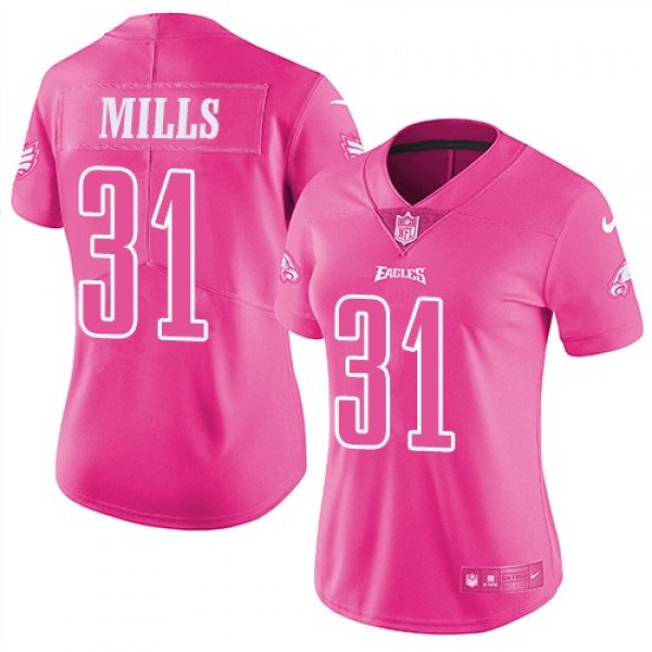 Women's Eagles #31 Jalen Mills Pink Stitched NFL Limited Rush Jersey