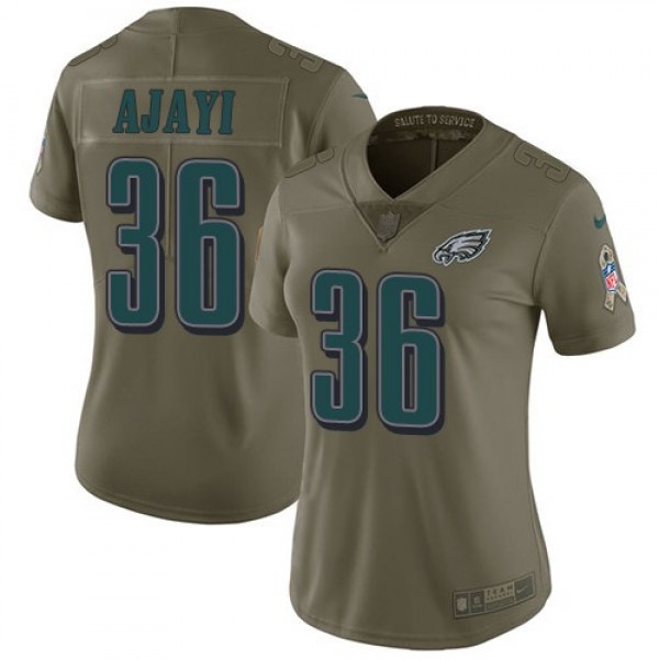 Women's Eagles #36 Jay Ajayi Olive Stitched NFL Limited 2017 Salute to Service Jersey