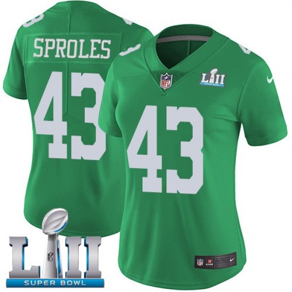 Women's Eagles #43 Darren Sproles Green Super Bowl LII Stitched NFL Limited Rush Jersey