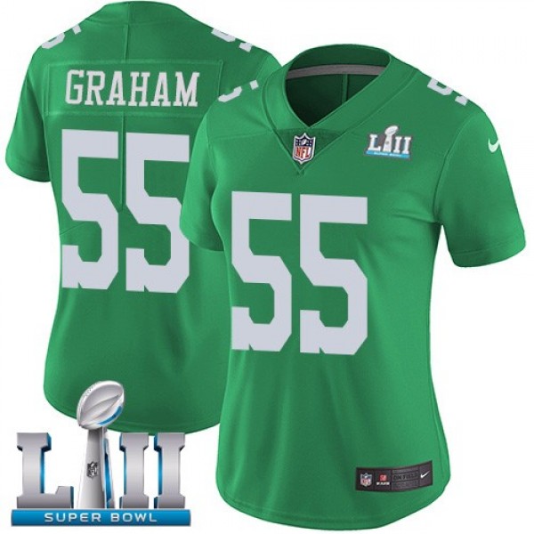 Women's Eagles #55 Brandon Graham Green Super Bowl LII Stitched NFL Limited Rush Jersey