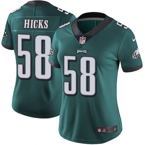 Women's Eagles #58 Jordan Hicks Midnight Green Team Color Stitched NFL Vapor Untouchable Limited Jersey