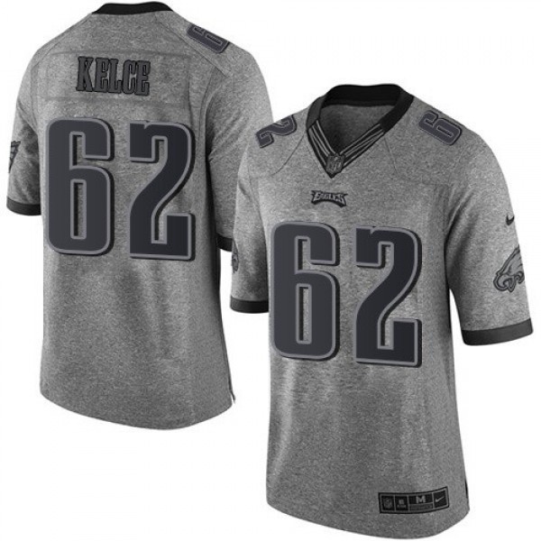 Nike Eagles #62 Jason Kelce Gray Men's Stitched NFL Limited Gridiron Gray Jersey