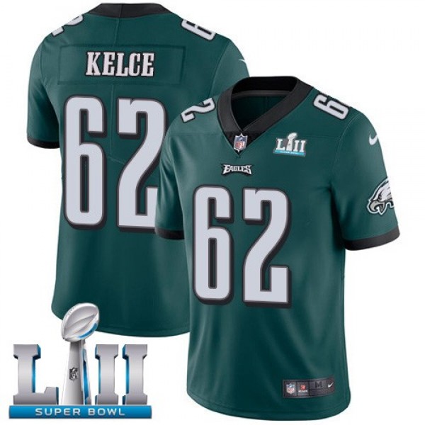 Nike Eagles #62 Jason Kelce Midnight Green Team Color Super Bowl LII Men's Stitched NFL Vapor Untouchable Limited Jersey
