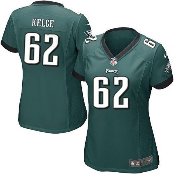 Women's Eagles #62 Jason Kelce Midnight Green Team Color Stitched NFL New Elite Jersey