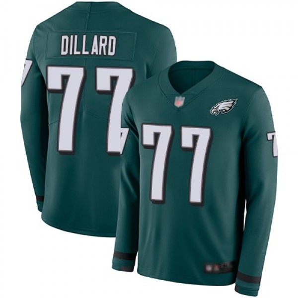 Nike Eagles #77 Andre Dillard Midnight Green Team Color Men's Stitched NFL Limited Therma Long Sleeve Jersey