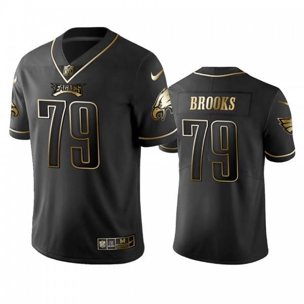Nike Eagles #79 Brandon Brooks Black Golden Limited Edition Stitched NFL Jersey