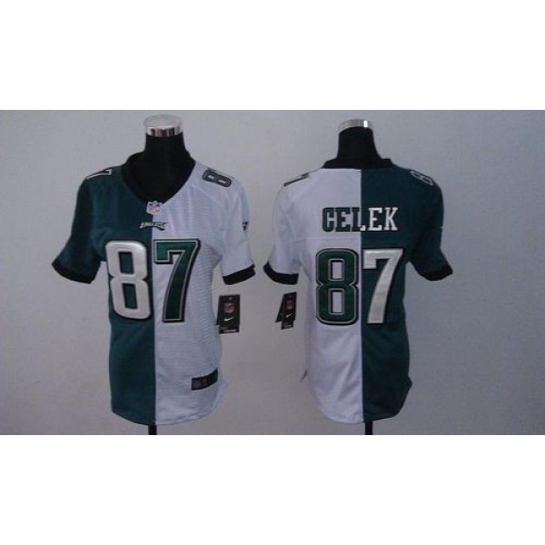 Women's Eagles #87 Brent Celek Green White Stitched NFL Elite Split Jersey