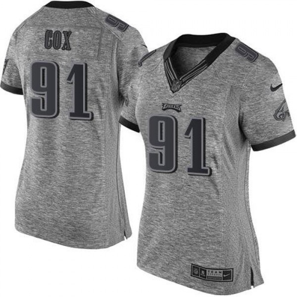 Women's Eagles #91 Fletcher Cox Gray Stitched NFL Limited Gridiron Gray Jersey