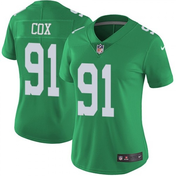 Women's Eagles #91 Fletcher Cox Green Stitched NFL Limited Rush Jersey