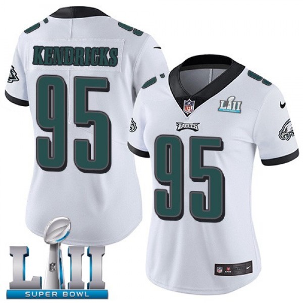 Women's Eagles #95 Mychal Kendricks White Super Bowl LII Stitched NFL Vapor Untouchable Limited Jersey