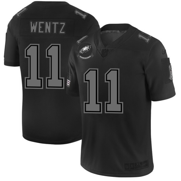 Philadelphia Eagles #11 Carson Wentz Men's Nike Black 2019 Salute to Service Limited Stitched NFL Jersey
