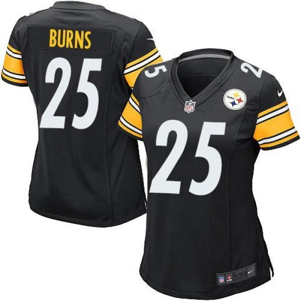 Women's Steelers #25 Artie Burns Black Team Color Stitched NFL Elite Jersey