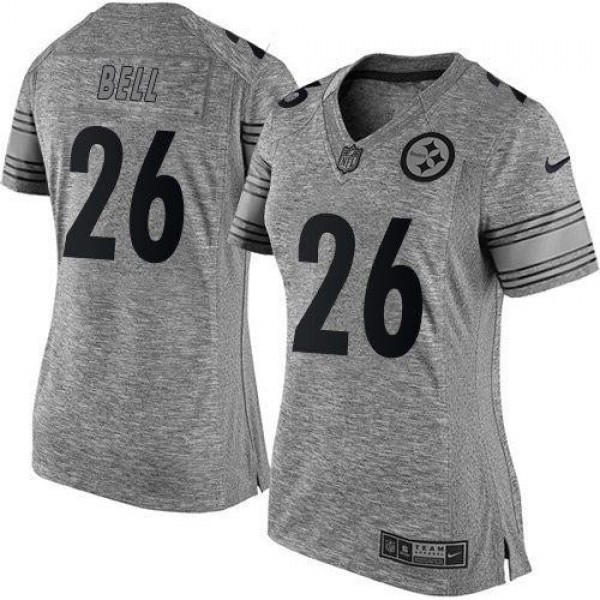 Women's Steelers #26 Le'Veon Bell Gray Stitched NFL Limited Gridiron Gray Jersey