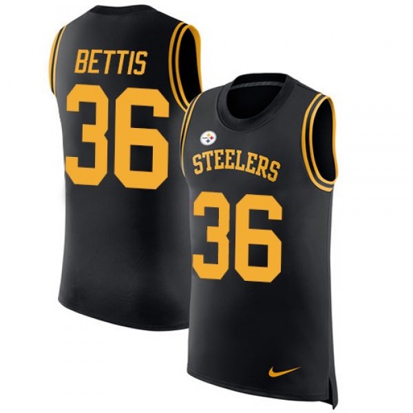Nike Steelers #36 Jerome Bettis Black Team Color Men's Stitched NFL Limited Rush Tank Top Jersey