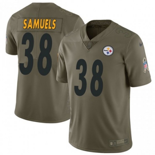 Nike Steelers #38 Jaylen Samuels Olive Men's Stitched NFL Limited 2017 Salute to Service Jersey