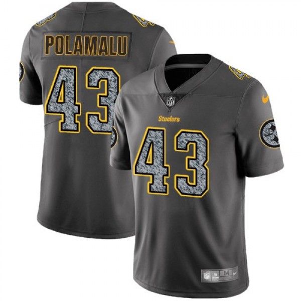 Nike Steelers #43 Troy Polamalu Gray Static Men's Stitched NFL Vapor Untouchable Limited Jersey