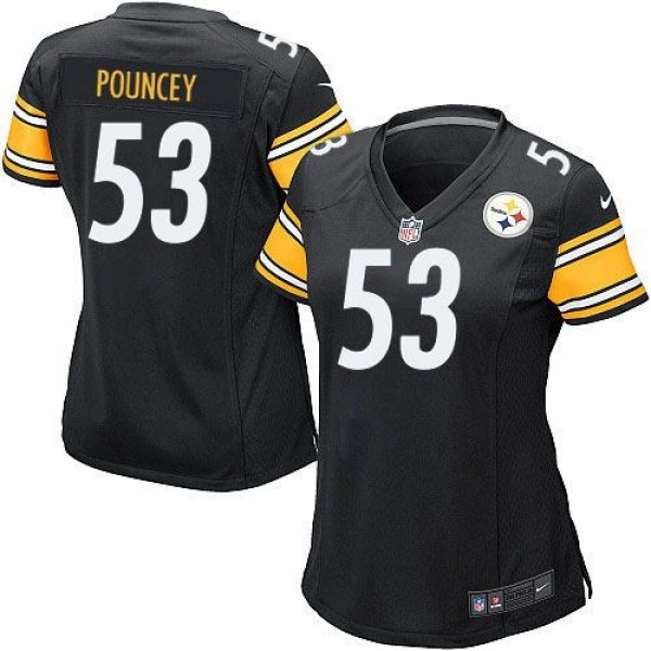 Women's Steelers #53 Maurkice Pouncey Black Team Color Stitched NFL Elite Jersey