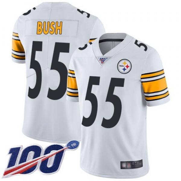 Nike Steelers #55 Devin Bush White Men's Stitched NFL 100th Season Vapor Limited Jersey
