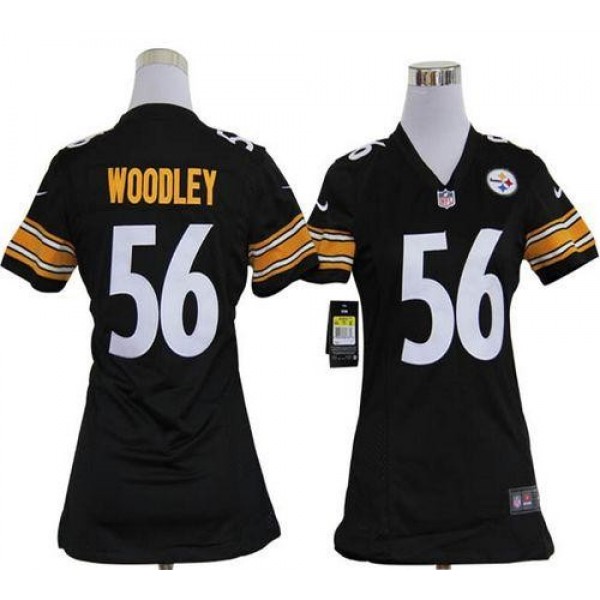 Women's Steelers #56 LaMarr Woodley Black Team Color Stitched NFL Elite Jersey