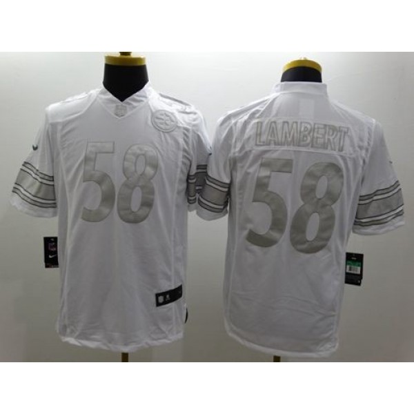 Nike Steelers #58 Jack Lambert White Men's Stitched NFL Limited Platinum Jersey